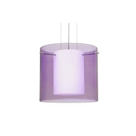 Besa Lighting Pahu 12 Cable Pendant, Trans. Amethyst/Opal, Satin Nickel Finish, 1x11W LED 1KG-A18407-LED-SN